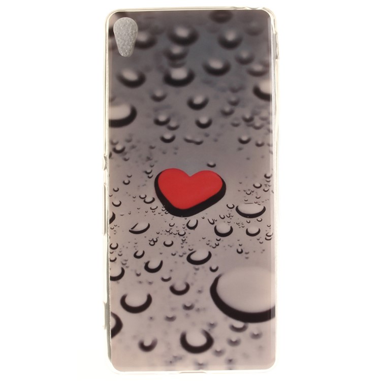 IMD TPU Mobile Cover for Sony Xperia XA/XA Dual - Red Heart and Raindrop-2