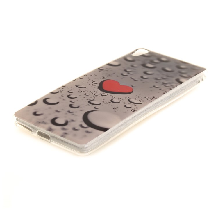 IMD TPU Mobile Cover for Sony Xperia XA/XA Dual - Red Heart and Raindrop-4
