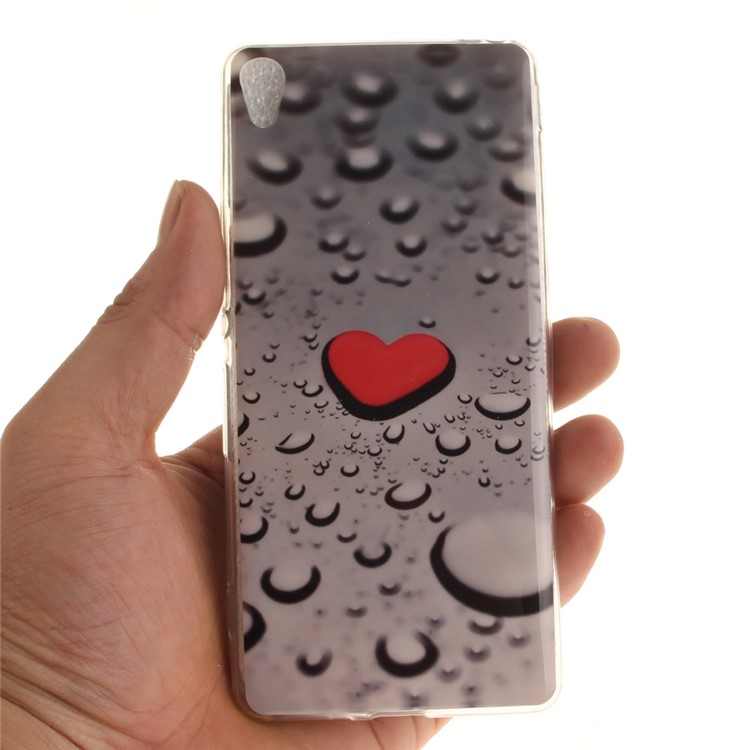 IMD TPU Mobile Cover for Sony Xperia XA/XA Dual - Red Heart and Raindrop-6
