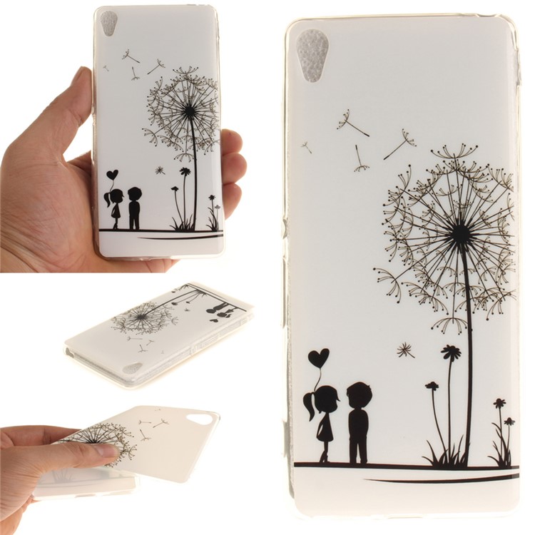 Patterned Gel Cover IMD TPU Case for Sony Xperia XA/XA Dual - Lovers and Dandelion-1