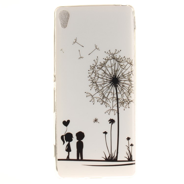 Patterned Gel Cover IMD TPU Case for Sony Xperia XA/XA Dual - Lovers and Dandelion-2