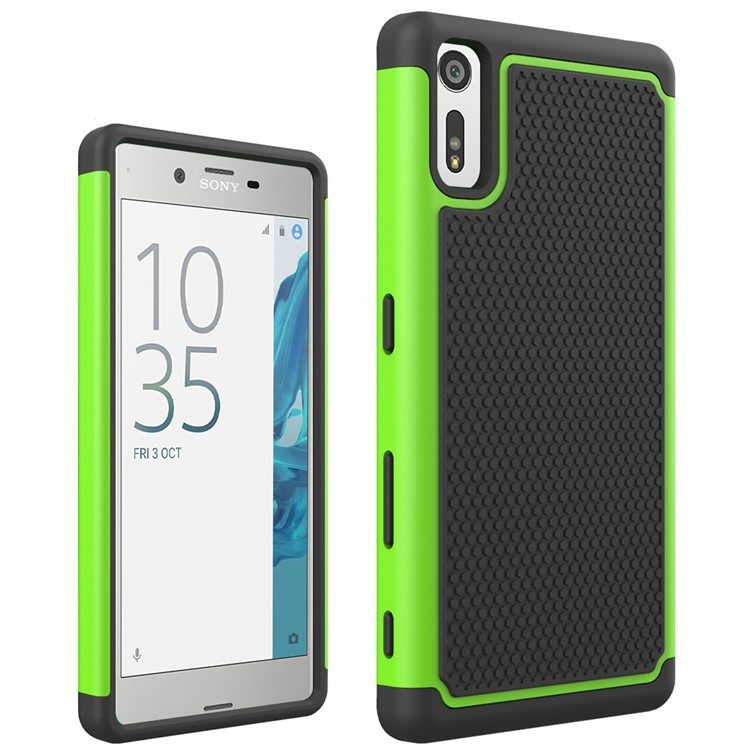 Football Grain PC + Silicone Protective Case Shell for Sony Xperia XZs / XZ - Green-1