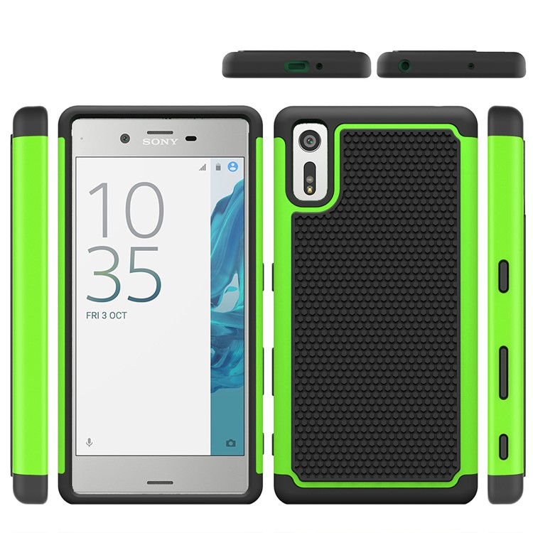 Football Grain PC + Silicone Protective Case Shell for Sony Xperia XZs / XZ - Green-2