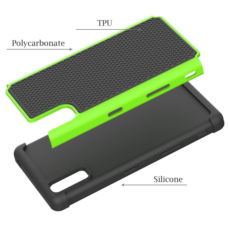 Football Grain PC + Silicone Protective Case Shell for Sony Xperia XZs / XZ - Green-3