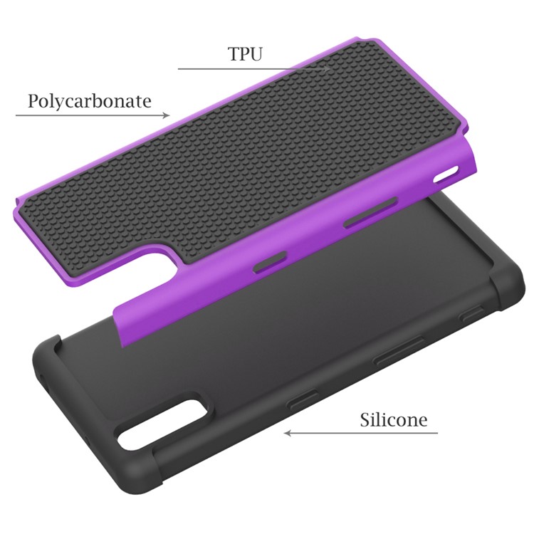 Football Grain PC + Silicone Hybrid Back Case for Sony Xperia XZs / XZ - Purple-3