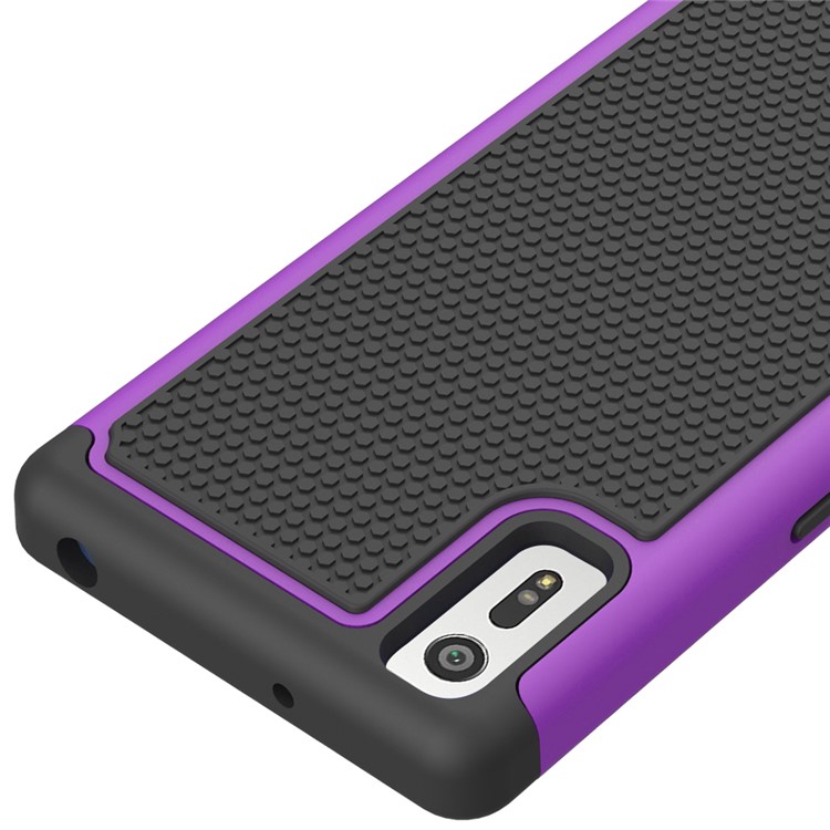 Football Grain PC + Silicone Hybrid Back Case for Sony Xperia XZs / XZ - Purple-5