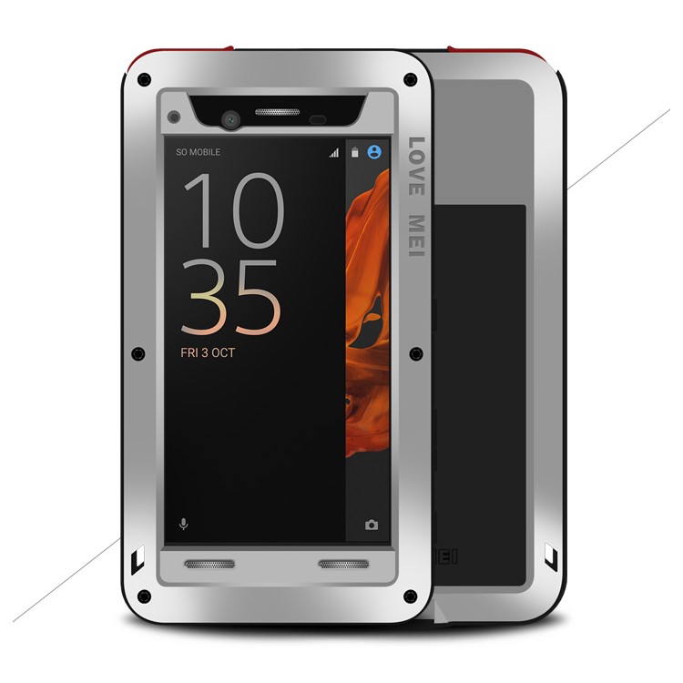 LOVE MEI Powerful Mobile Case Shockproof Drop-proof Dust-proof for Sony Xperia XZs / XZ - Silver-1