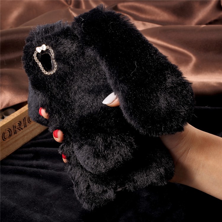 Fashion Rabbit Warm Fur TPU Phone Case for Sony Xperia XA / Dual - Black-1