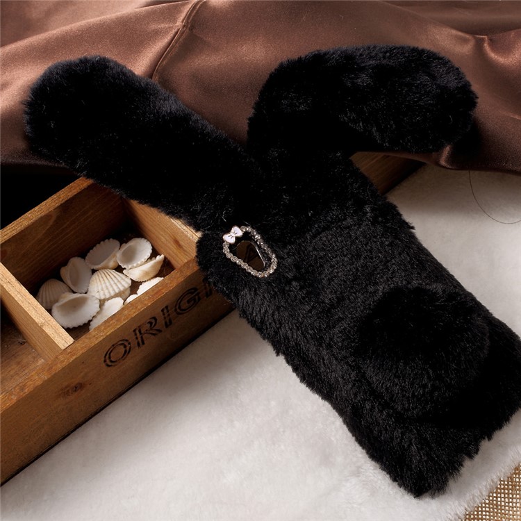 Fashion Rabbit Warm Fur TPU Phone Case for Sony Xperia XA / Dual - Black-9