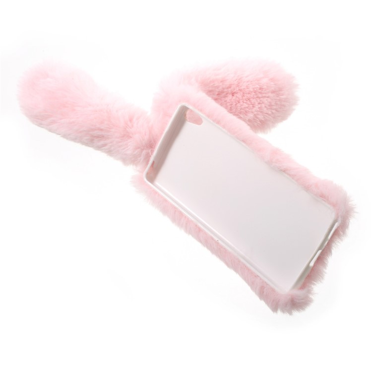 Cute Rabbit Warm Fur TPU Mobile Phone Case for Sony Xperia XA / Dual - Pink-5