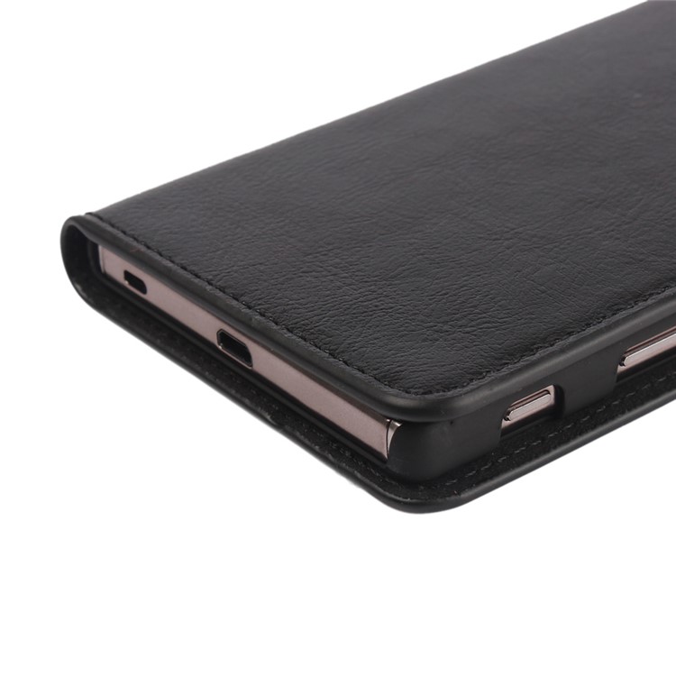 Crazy Horse Full Grain Genuine Leather Wallet Stand Case for Sony Xperia Z5 Premium / Dual - Black-11