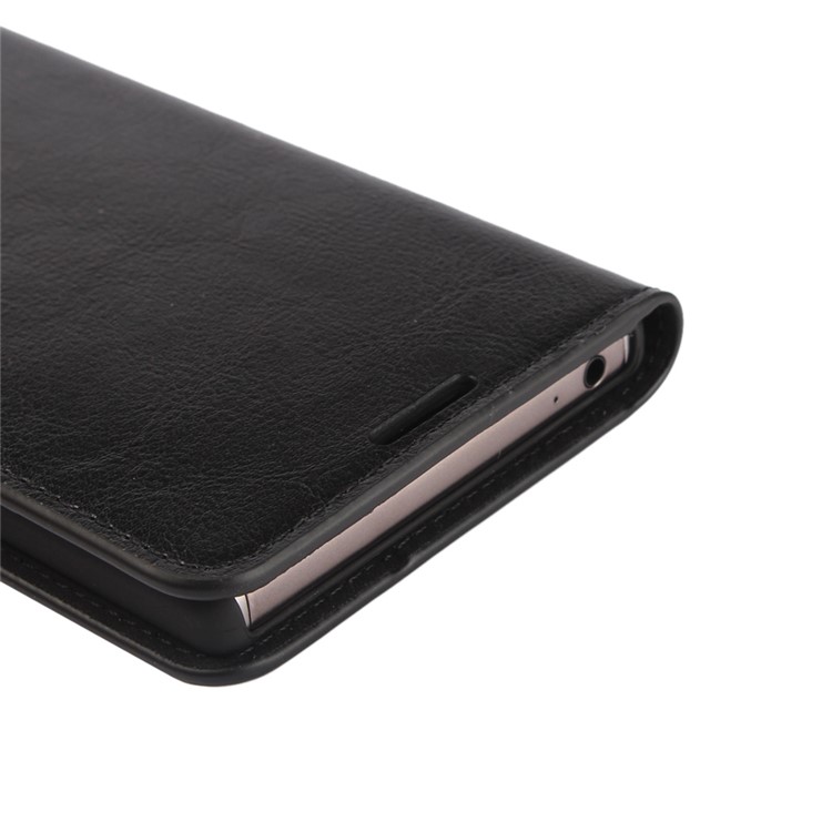 Crazy Horse Full Grain Genuine Leather Wallet Stand Case for Sony Xperia Z5 Premium / Dual - Black-12