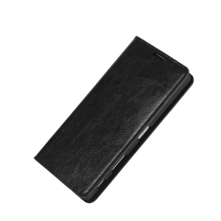 Crazy Horse Full Grain Genuine Leather Wallet Stand Case for Sony Xperia Z5 Premium / Dual - Black-6