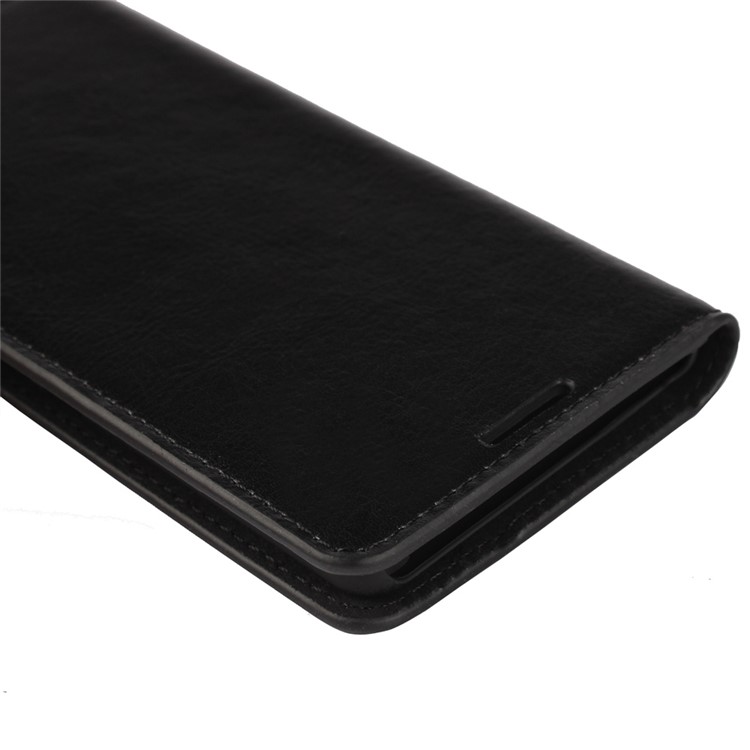 Crazy Horse Full Grain Genuine Leather Wallet Stand Case for Sony Xperia XA / Dual - Black-10