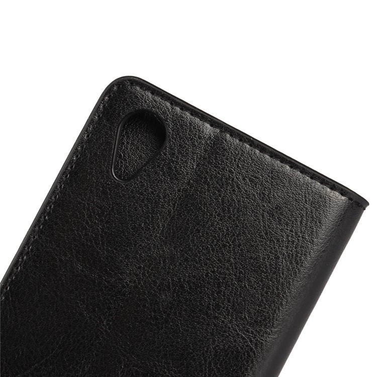 Crazy Horse Genuine Leather Wallet Phone Case for Sony Xperia X Performance - Black-10