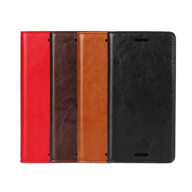Crazy Horse Genuine Leather Wallet Phone Case for Sony Xperia X Performance - Black-13