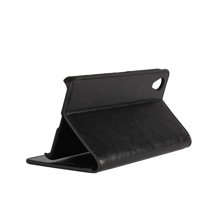 Crazy Horse Genuine Leather Wallet Phone Case for Sony Xperia X Performance - Black-2