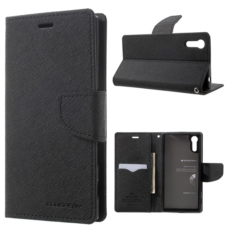 MERCURY GOOSPERY Fancy Diary Wallet Leather Case for Sony Xperia XZ - Black-1