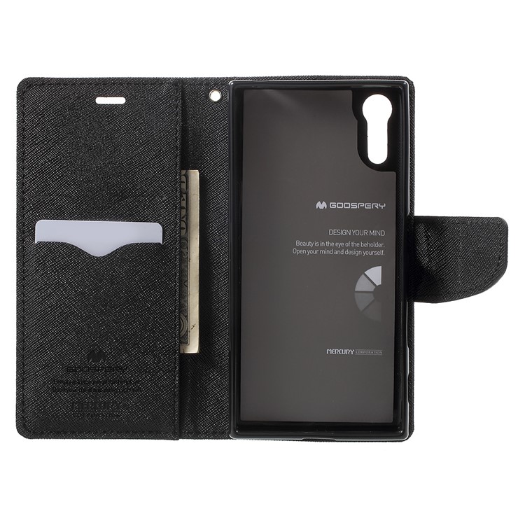 MERCURY GOOSPERY Fancy Diary Wallet Leather Case for Sony Xperia XZ - Black-4