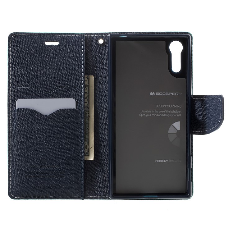 MERCURY GOOSPERY Contrast Color PU Leather Cover for Sony Xperia XZs / XZ - Cyan-4