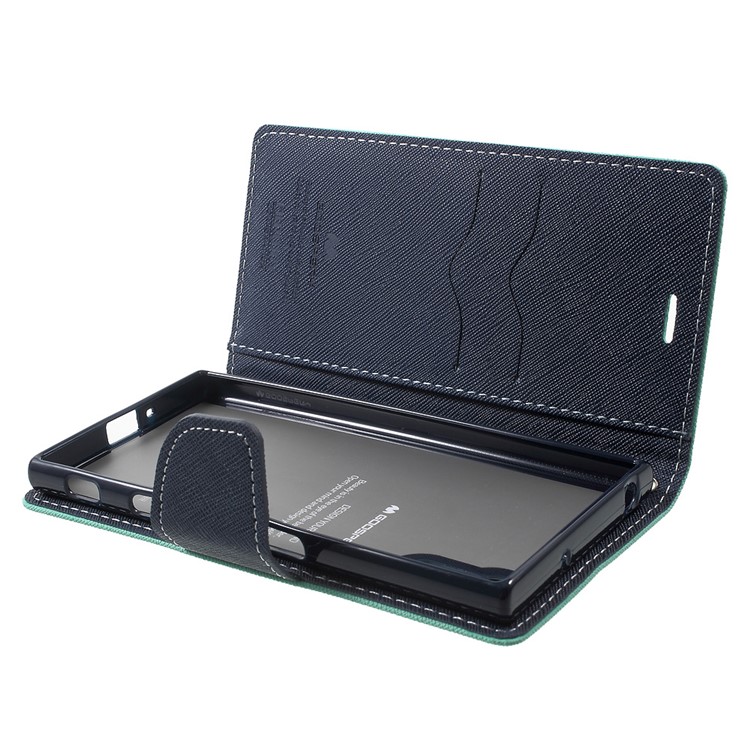 MERCURY GOOSPERY Contrast Color PU Leather Cover for Sony Xperia XZs / XZ - Cyan-5