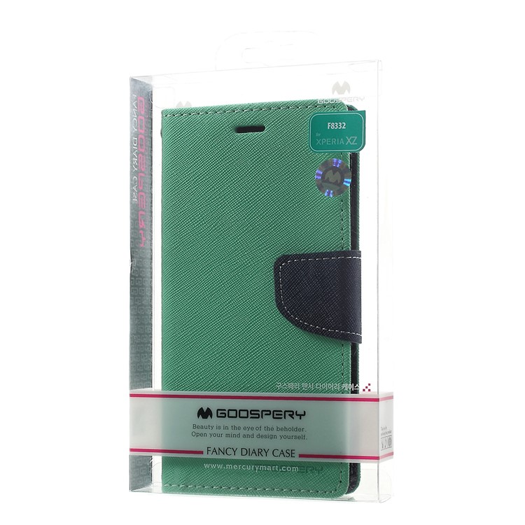 MERCURY GOOSPERY Contrast Color PU Leather Cover for Sony Xperia XZs / XZ - Cyan-9