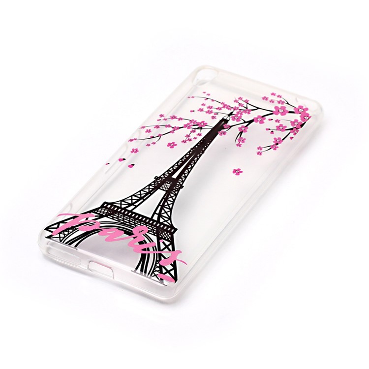 IMD TPU Mobile Phone Case for Sony Xperia XA/XA Dual - Eiffel Tower and Plum Flowers-2