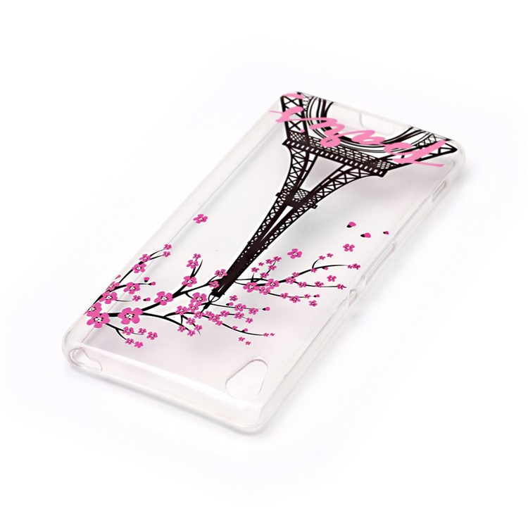IMD TPU Mobile Phone Case for Sony Xperia XA/XA Dual - Eiffel Tower and Plum Flowers-3