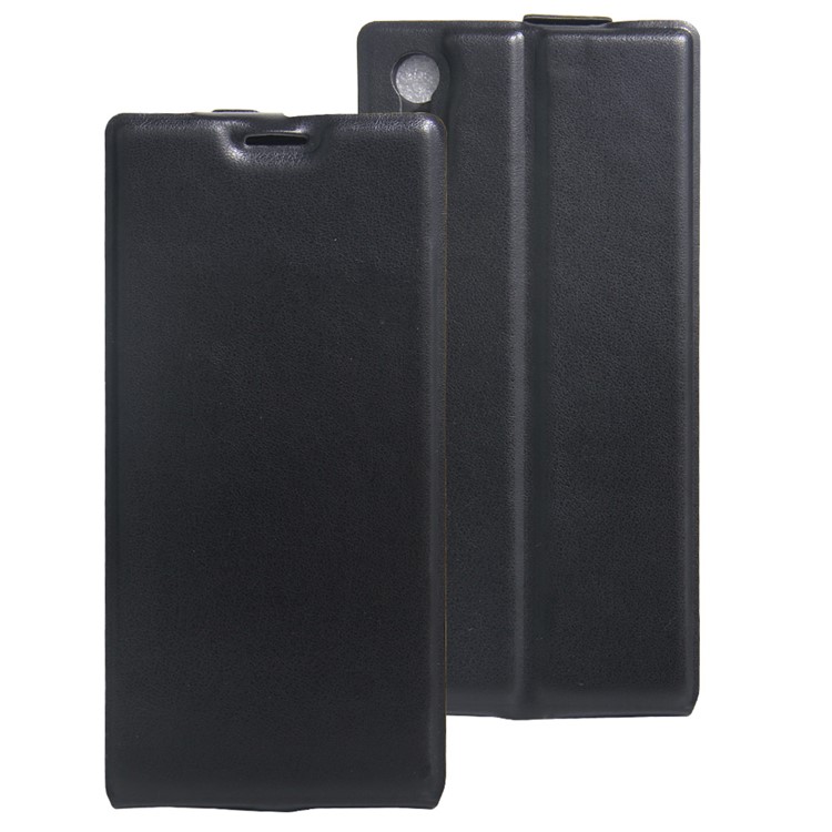 Crazy Horse Vertical Leather Card Holder Case for Sony Xperia XZ - Black-1