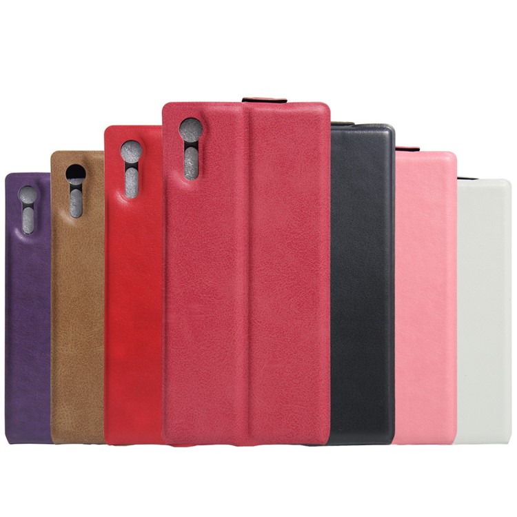 Crazy Horse Vertical Leather Card Holder Case for Sony Xperia XZ - Black-6
