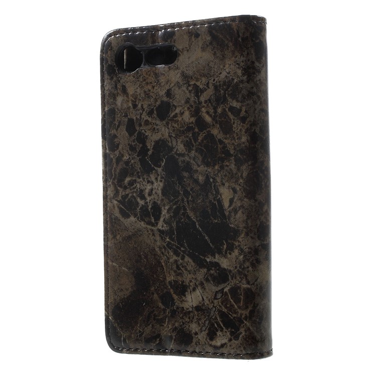 Caja de cuero de la carpeta del cuero de la textura del mármol para Sony xperia X compacto - negro-2