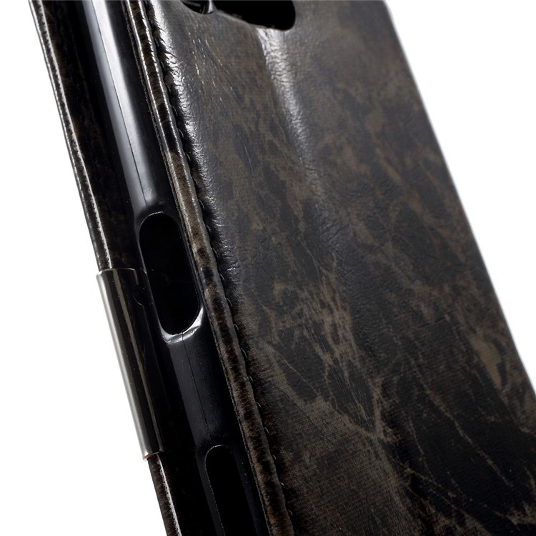 Caja de cuero de la carpeta del cuero de la textura del mármol para Sony xperia X compacto - negro-7