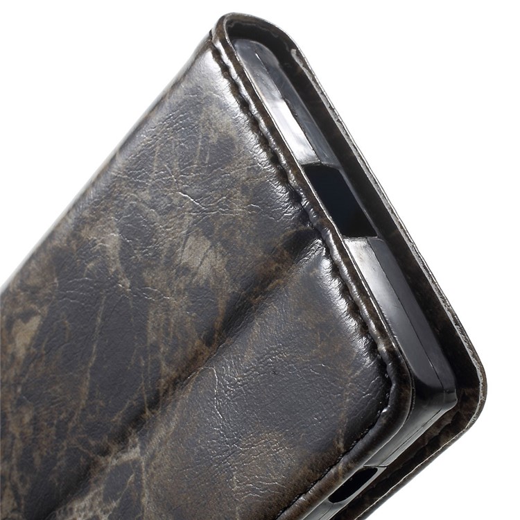 Caja de cuero de la carpeta del cuero de la textura del mármol para Sony xperia X compacto - negro-8
