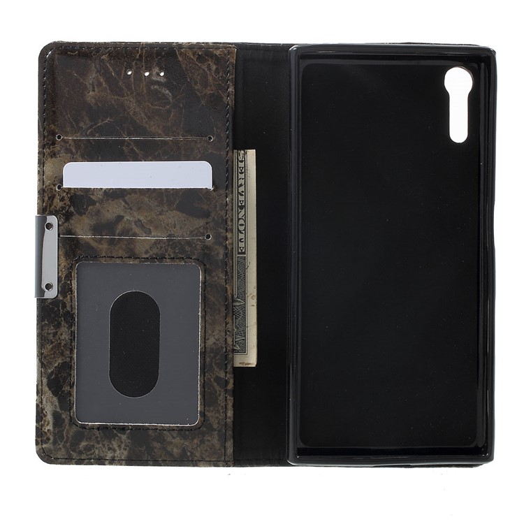 Marble Texture Leather Wallet Flip Cover or Sony Xperia XZ - Black-4