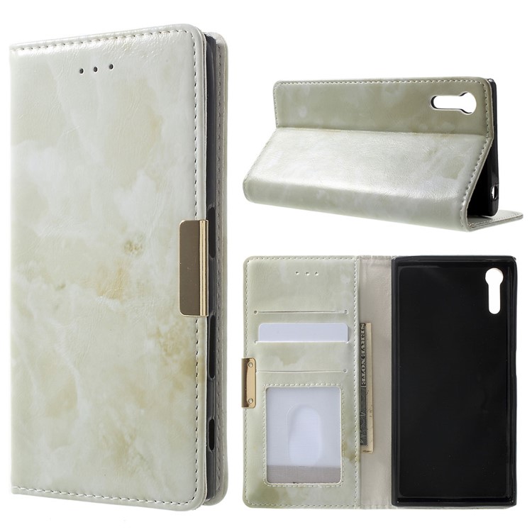 Marble Texture Mganetic Leather Case for Sony Xperia XZs / XZ - Light Green-1