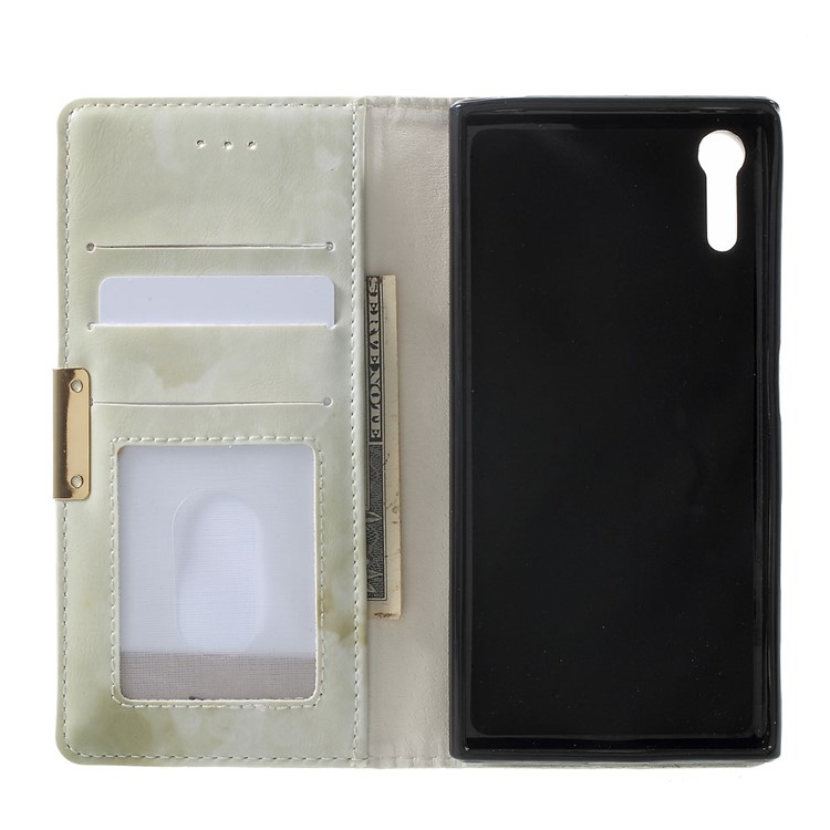 Marble Texture Mganetic Leather Case for Sony Xperia XZs / XZ - Light Green-4