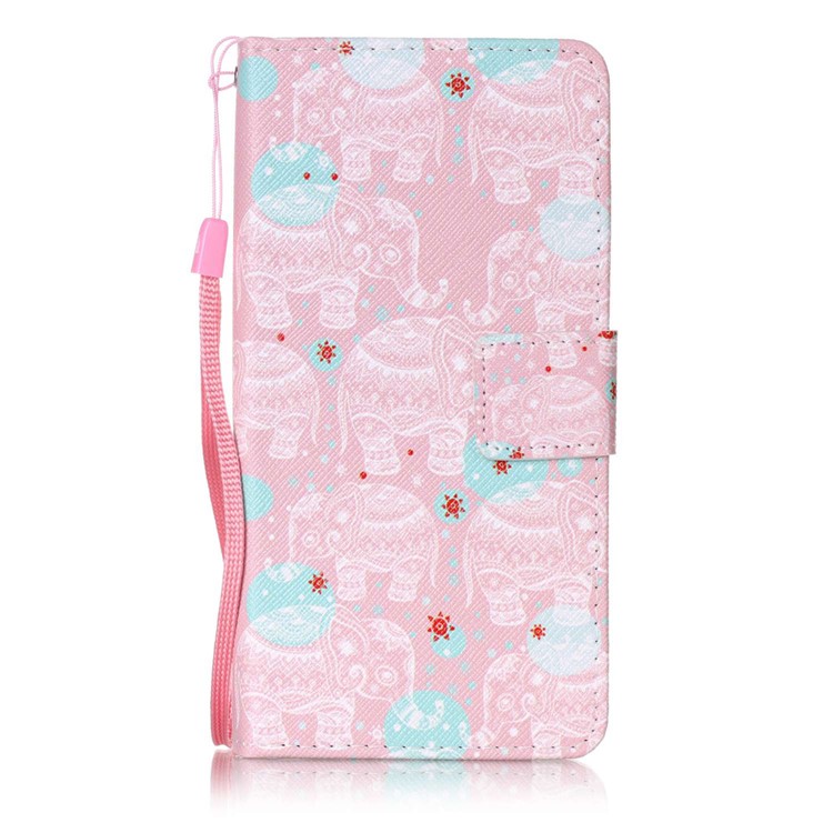 Pattern Printing Leather Case with Hand Strap for Sony Xperia X Performance - Tribal Elephants-1
