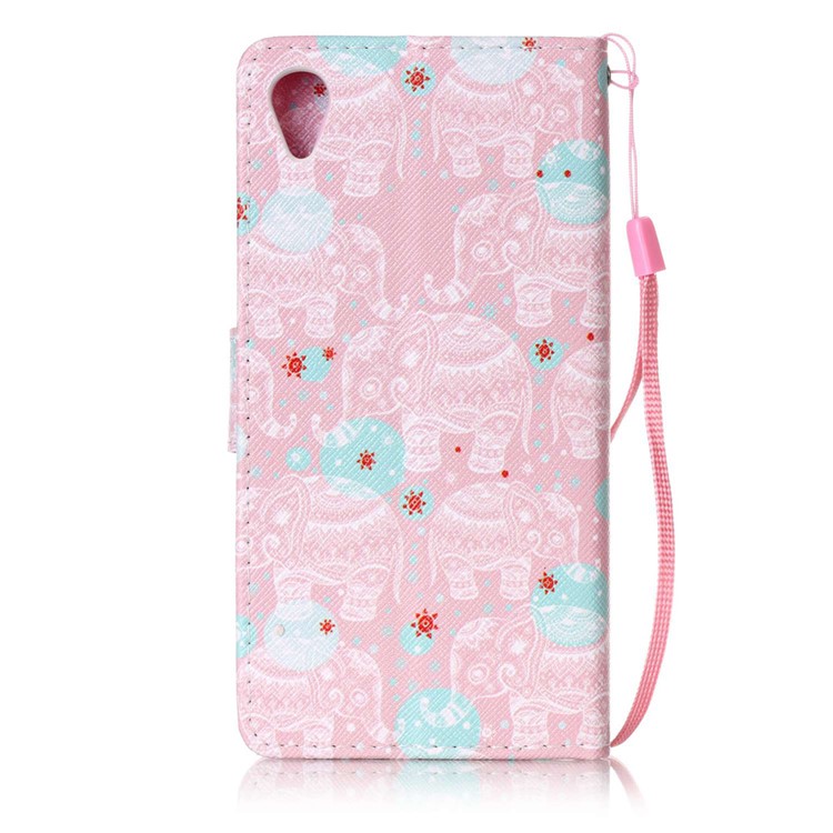 Pattern Printing Leather Case with Hand Strap for Sony Xperia X Performance - Tribal Elephants-2