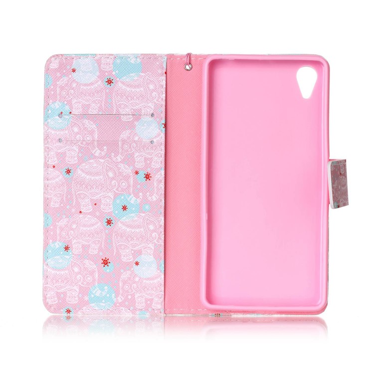 Pattern Printing Leather Case with Hand Strap for Sony Xperia X Performance - Tribal Elephants-3