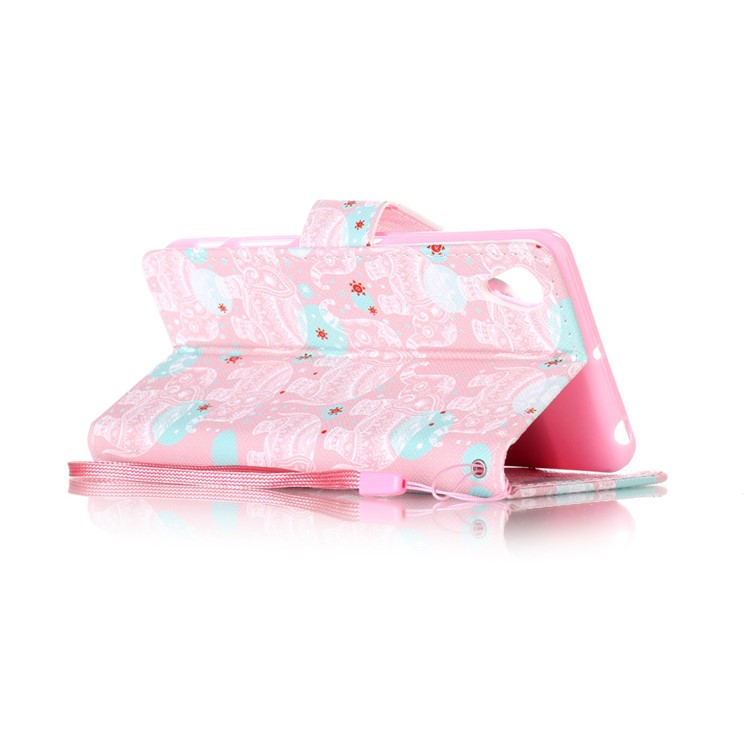 Pattern Printing Leather Case with Hand Strap for Sony Xperia X Performance - Tribal Elephants-4
