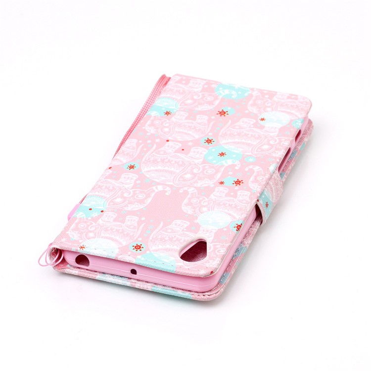 Pattern Printing Leather Case with Hand Strap for Sony Xperia X Performance - Tribal Elephants-6