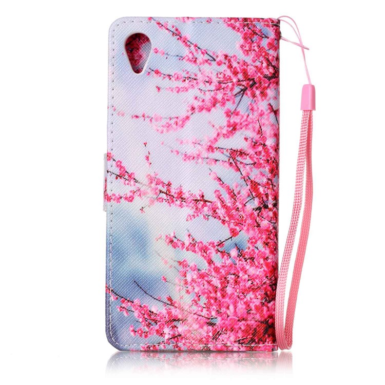 Leather Card Slots Patterned Case for Sony Xperia X Performance - Wintersweet Flowers-2