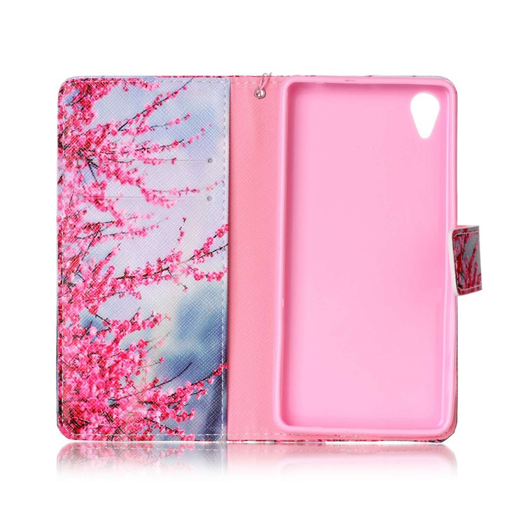 Leather Card Slots Patterned Case for Sony Xperia X Performance - Wintersweet Flowers-3