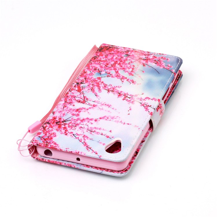 Leather Card Slots Patterned Case for Sony Xperia X Performance - Wintersweet Flowers-6