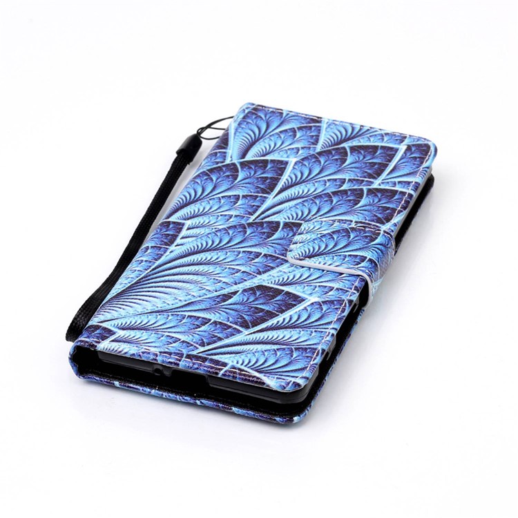 Patterned Wallet Leather Cover with Hand Strap for Sony Xperia X Performance - Feathers-5
