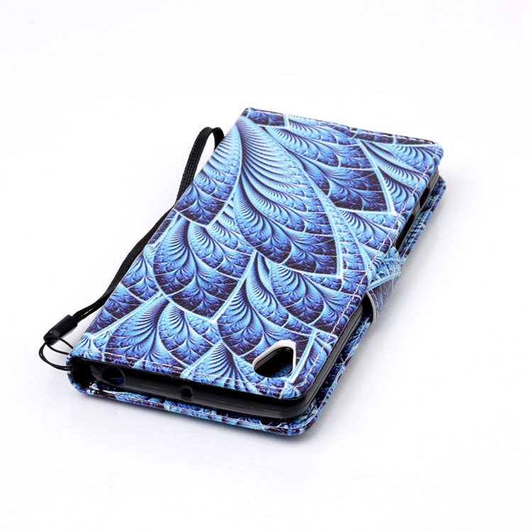 Patterned Wallet Leather Cover with Hand Strap for Sony Xperia X Performance - Feathers-6