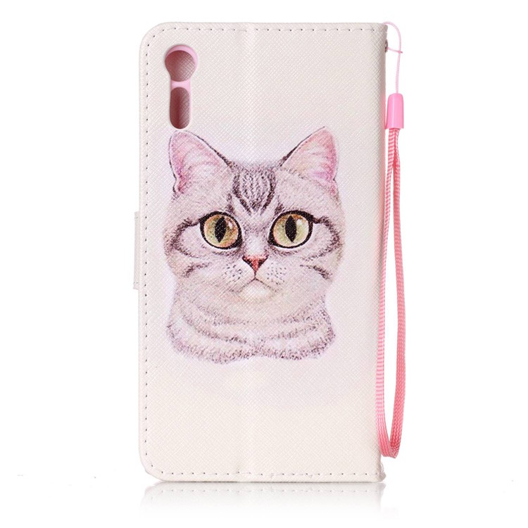 Cassa del basamento del cuoio del raccoglitore per Sony Xperia XZs / XZ - adorabile gatta-2