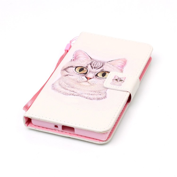 Cassa del basamento del cuoio del raccoglitore per Sony Xperia XZs / XZ - adorabile gatta-5