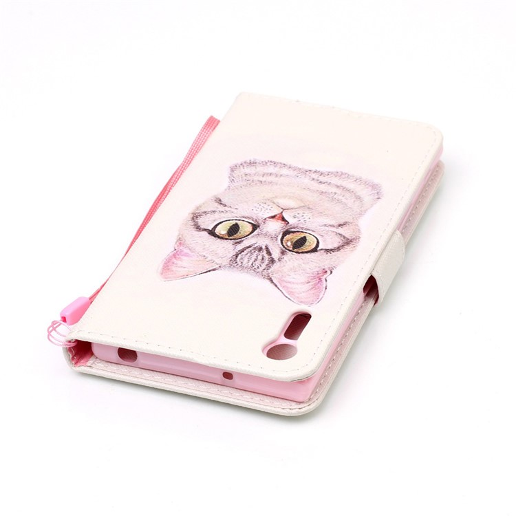 Cassa del basamento del cuoio del raccoglitore per Sony Xperia XZs / XZ - adorabile gatta-6