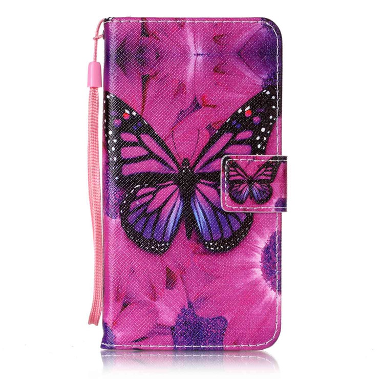 Wallet Leather Cover with Stand for Sony Xperia XZs / XZ - Butterfly Pattern-1